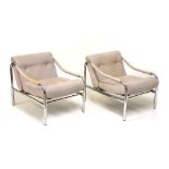 Modern Design - Tim Bates for Pieff - Pair of Kadia retro 'sling' armchairs of chromed tubular