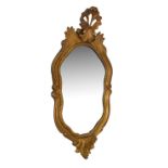 Early 20th Century carved gilt framed shaped mirror with pierced cresting, 112cm high