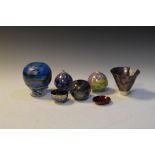 Quantity of studio pottery vases and glass
