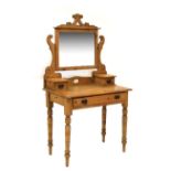 Victorian pine dressing table with mirror over, 90cm wide
