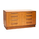 Modern Design - G-Plan teak sideboard fitted two banks of four drawers, 141cm x 44cm x 75cm high