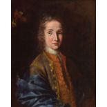 18th Century Italian School - Oil on canvas - Portrait of a nobleman, unsigned, with indistinct