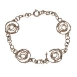 Jane Watling 'Montana Swirl' silver bracelet, London 1991, 20cm long Condition: **General