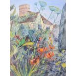 Joan Warburton (1920-1996) - Watercolour - 'July Garden', monogrammed and dated '84 lower left, 57cm