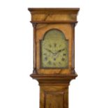 Local Interest - Walnut-cased 30-hour brass dial long case clock, of small proportions, the eight-