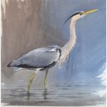 John Cyril Harrison (1898-1985) - Watercolour - Heron wading, verso with signed declaration 'This