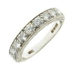 Nine stone diamond 18 carat white gold half hoop ring, the brilliant cuts totalling approx 0.9