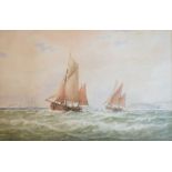 George S. Walters (1838-1924) - Watercolour - Fishing boats off Hastings, signed lower left with