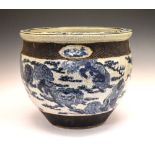 Large late 19th/early 20th Century Chinese crackle ware jardinière or planter, decorated in