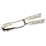 Pair of Victorian Fiddle and Shell pattern asparagus tongs, sponsors mark of George Howson,