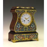 19th Century French figured walnut, contra-boulle and simulated enamel mantel clock, Henry Marc,