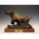Dylan Lewis (South African, b.1964) Black Rhino, 1995, bronze with black patina, signed and numbered