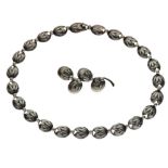 Niels Erik From - Silver choker necklace and brooch set, Denmark, circa 1960, stamped 'NE From'