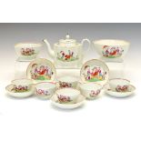 Late 18th Century English porcelain tea service, unmarked but attributed to New Hall, decorated with