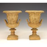 Pair of Grand Tour-style plaster models of the Medici vase, drilled as lamp bases, impressed seal