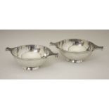 Pair of George V Scottish silver quaich, of plain form and standing on circular foot rim, sponsors