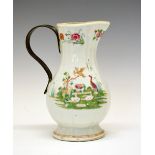 18th Century Chinese Canton Famille Rose porcelain jug or ewer, of reeded baluster form decorated