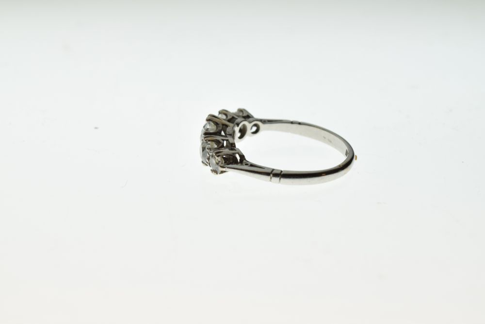 Five stone diamond ring, stamped 'Plat', the graduated old brilliant cuts totalling approximately - Image 6 of 6