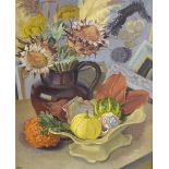 Kathleen Hale OBE (1898-2000) - Oil on board - Still-life with sunflowers and gourds, signed lower