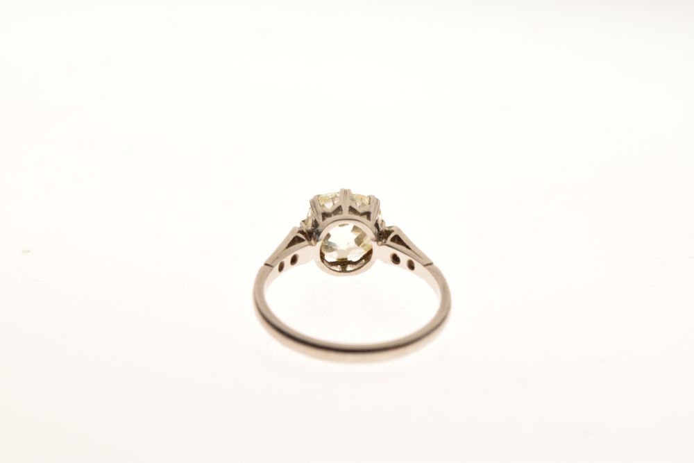Diamond single stone ring, stamped 'Plat', the old mine cut stone measuring approximately 8.5mm x - Image 3 of 6
