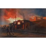 James Baker Pyne (1800-1870) - Oil on paper - Bristol Riots: The Burning of Lawfords Gate Prison,