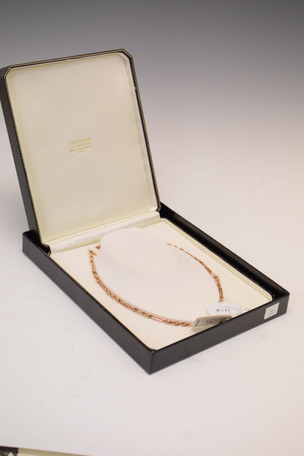 9 carat rose gold chain, the links in the style of an old watch albert, 57.5cm long, 42g gross, - Image 7 of 7