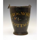 Royal Interest - Rare 19th Century painted leather fire bucket, inscribed Frogmore Cottage, with