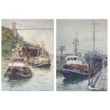 Frank Shipsides (1908-2005) - Pair of watercolours - 'Arrival', the hull of the SS Great Britain