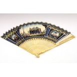 Late 18th or early 19th Century Italian Grand Tour souvenir fan, decorated with a view of the