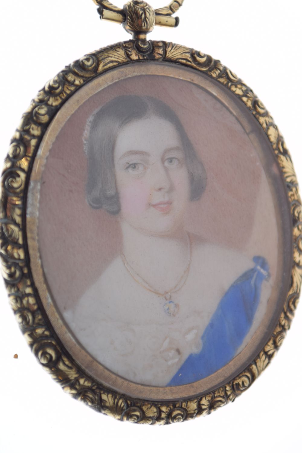 Early Victorian portrait miniature, seemingly unsigned, under glass to a gilt metal oval frame - Image 2 of 5