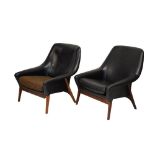 Modern Design - Pair of Parker Knoll model PK938 armchairs, circa 1960's, black leatherette finish
