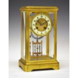 Early 20th Century French four-glass mantel clock, Japy Freres Paris, the 9.5cm cream enamel