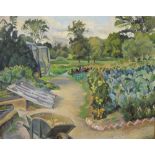 Kathleen Hale OBE (1898-2000) - Oil on board - 'Vegetable garden at Rabley Willow', the home of