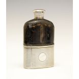 Asprey (retailer) - Victorian silver-mounted glass hip flask, with leather covering, screw cap and