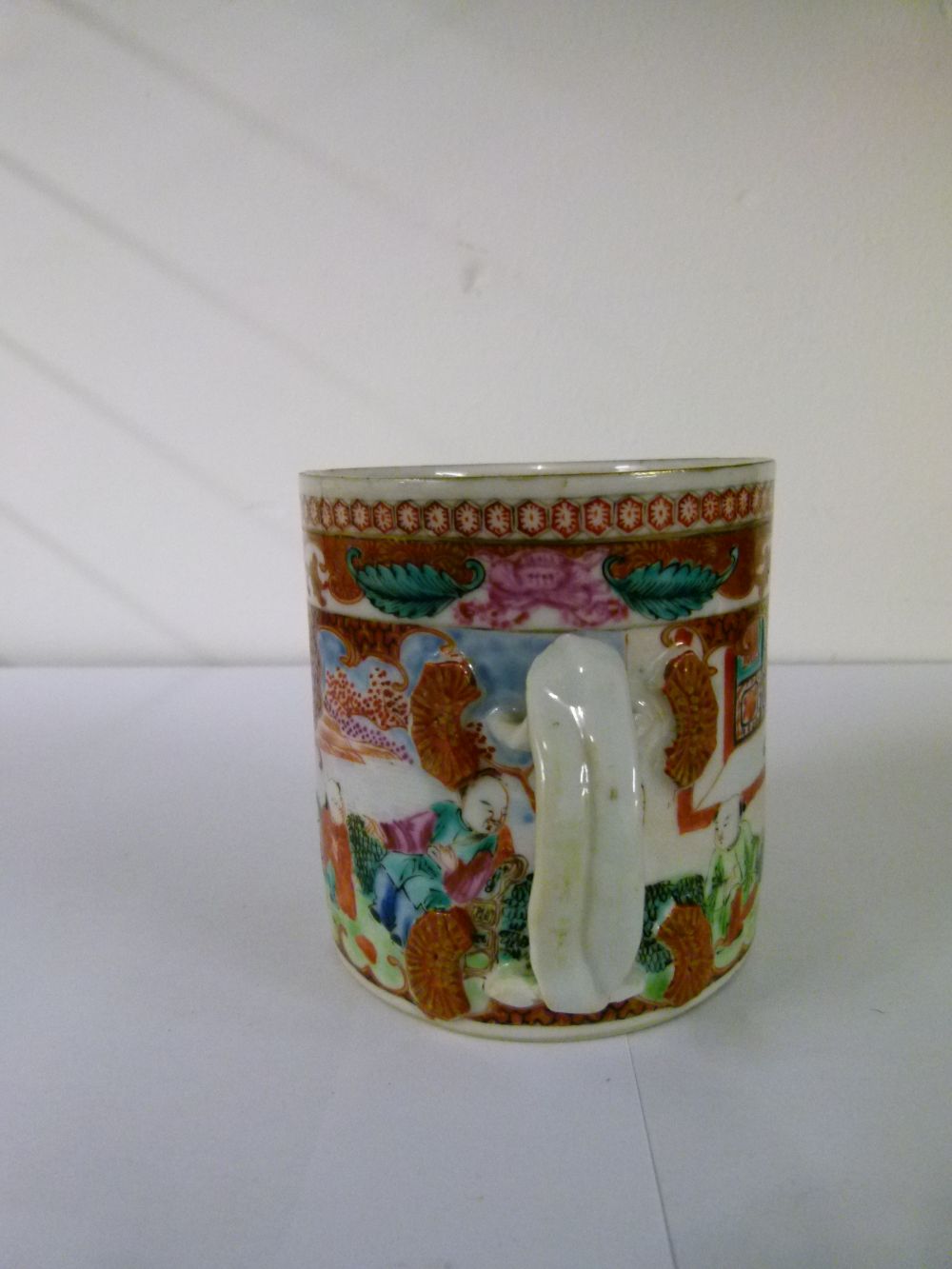 Early 19th Century Chinese Canton Famille Rose porcelain mug of cylindrical form decorated with - Image 3 of 8