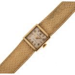 Rolex Precision - Lady's 9ct gold mechanical bracelet watch, the white square signed dial with