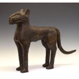 Ethnographica - African bronze leopard, Benin/Nigeria, modelled in standing pose with punched