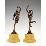 Pair of 19th Century 'Grand Tour' bronze figures of Mercury and Fortuna, after Giambologna, each