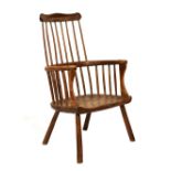 Rare George III ash and elm primitive comb back Windsor chair, probably West Country, circa 1800,