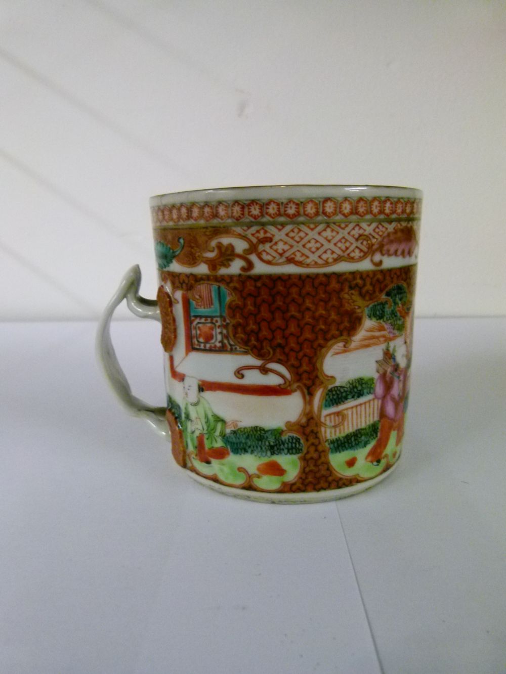 Early 19th Century Chinese Canton Famille Rose porcelain mug of cylindrical form decorated with - Image 4 of 8