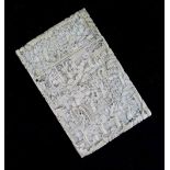 Late 19th Century Chinese Canton carved ivory visiting-card case, of rectangular form with typical