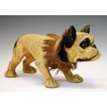 Papier-mâché French Bulldog in the manner of Roullet-Decamps, with articulated lower jaw, barking