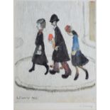 Laurence Stephen Lowry (1887-1976) - Coloured print - 'The Family', bearing Fine Art Guild stamp,