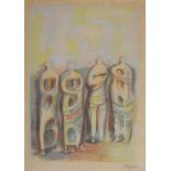 Henry Spencer Moore (1898-1986) - Coloured lithograph - 'Four statuettes from Promethee',