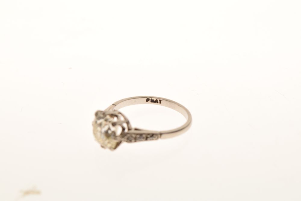 Diamond single stone ring, stamped 'Plat', the old mine cut stone measuring approximately 8.5mm x - Image 5 of 6