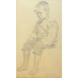 Kathleen Hale OBE (1898-2000) - Pencil sketch - 'Sad and seated, ragged little boy', signed and