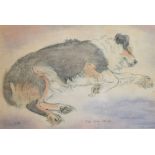 Kathleen Hale OBE (1898-2000) - Pen and wash - 'Old Dog Asleep', signed lower left, 20cm x 29.5cm,