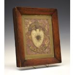 Unusual framed specimen marble montage, depicting a heart with all-seeing eye between gilt foliate