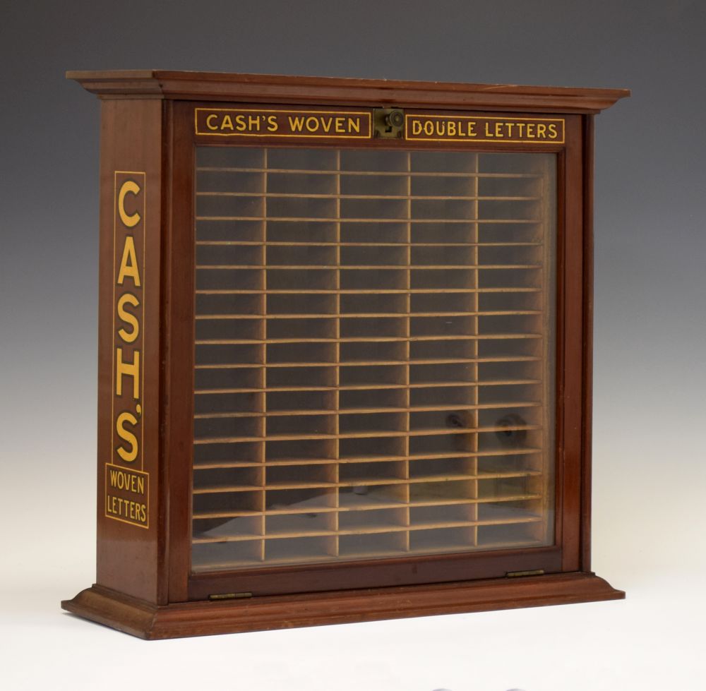 Advertising Interest - Early 20th Century cabinet, for 'Cash's Woven Double Letters', the hinged