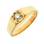 Single stone diamond ring, in 18ct yellow gold, the star set old brilliant cut of approximately 0.